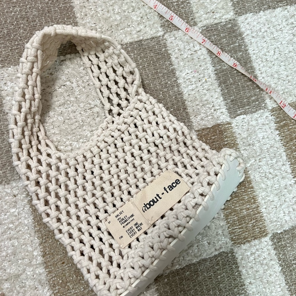 About Face Cream Knit Tote Bag